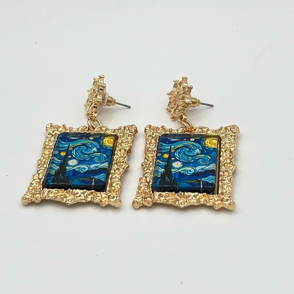 Artist-Inspired Portrait Drop Earrings - Picture 2 of 5